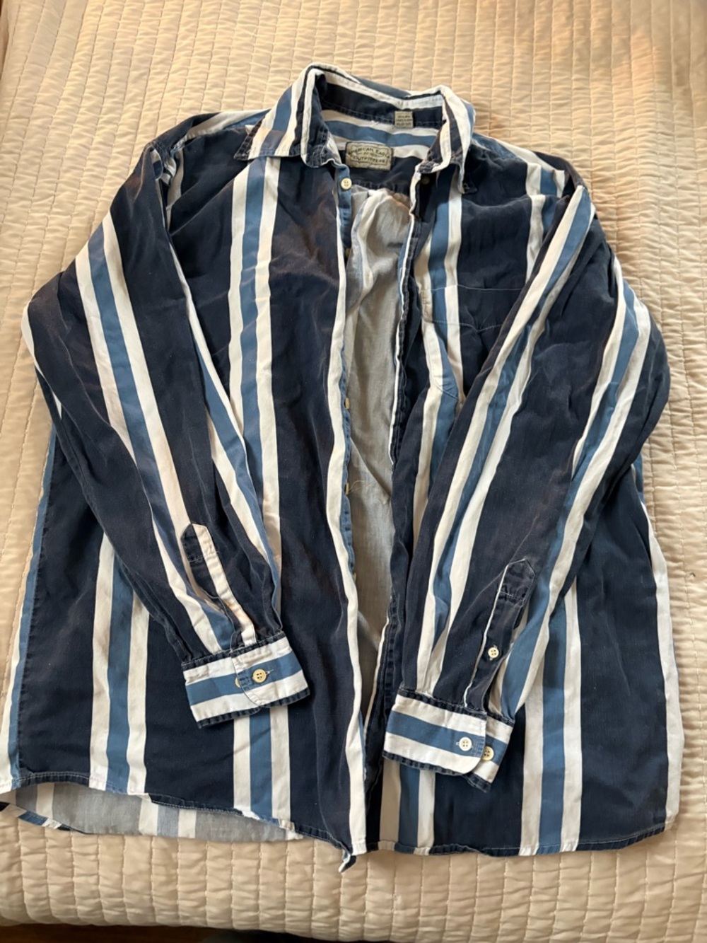 American Eagle Outfitters Vintage Blue & White Striped Button Shirt